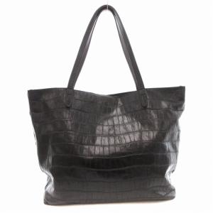 Felisi トートバッグ 本革 レザー クロコ型押し 黒 ブラック