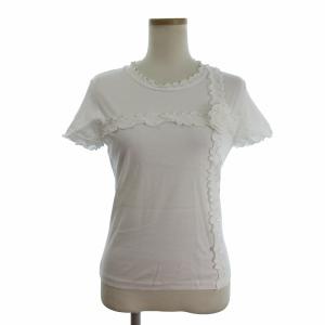 美品 Tシャツ カットソー 半袖 フリル コットン LB-425361-2 白 ホワイト 38