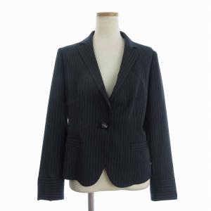 テーラードジャケット ブレザー 長袖 ストライプ 紺 ネイビー 11 L位