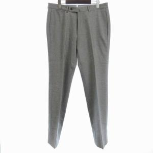 パンツ スラックス ロング テーパード ウール シルク混 カシミヤ混 グレー 48