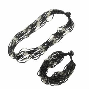 2点セット ネックレス 12連 20連 ブラック