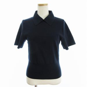 美品 プルオーバー シャツ 半袖 無地 紺 ネイビー S