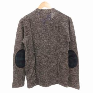 eYe JUNYA WATANABE MAN タグ付き ニットカーディガン 長袖 Vネック チェック エルボーパッチ ウール混 厚手 グレー 黒 ブラック S