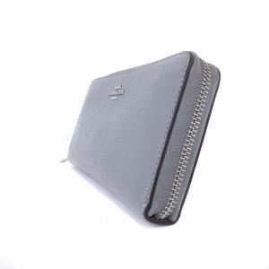 COACH 長財布 ウォレット ラウンドファスナー レザー 青 ブルー グレー