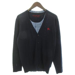 カーディガン ニット 長袖 Vネック ワンポイント 刺繍 紺 ネイビー 2