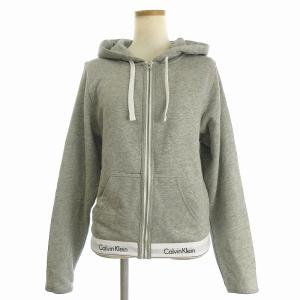 sleepwear パーカー フーディー ジップアップ ロゴライン 長袖 裏毛 QS5667 M グレー