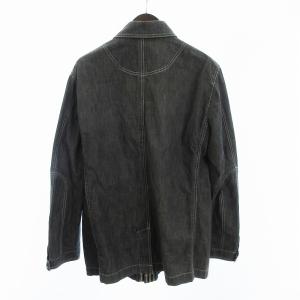 BURBERRY BLACK LABEL デニムシャツ ジャケット 長袖 比翼ボタン 裏地チェック グレー L