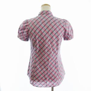 BURBERRY BLUE LABEL ブラウス シャツ 半袖 チェック コットン リボン ピンク 38