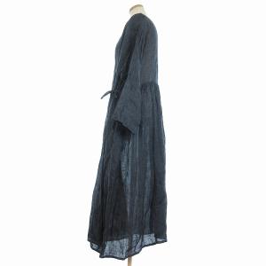nest Robe リネンカシュクールロングワンピース ロングカーディガン 麻 リネン100％ 01191-1058 F 紺 ネイビー