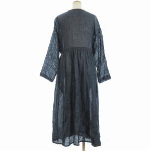 nest Robe リネンカシュクールロングワンピース ロングカーディガン 麻 リネン100％ 01191-1058 F 紺 ネイビー