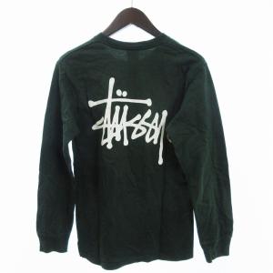 STUSSY Tシャツ カットソー 長袖 プリント コットン 緑 グリーン S