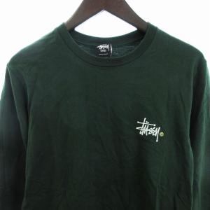 STUSSY Tシャツ カットソー 長袖 プリント コットン 緑 グリーン S