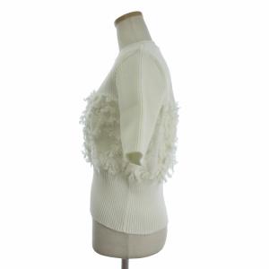 AKIRANAKA Cut inlay PO ニット カットソー 半袖 フリンジ リブ AS1643WH 白 ホワイト 36