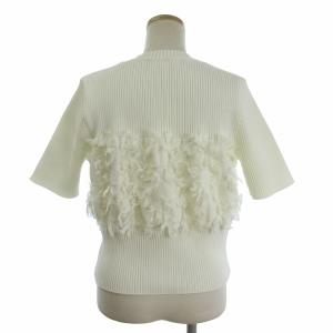 AKIRANAKA Cut inlay PO ニット カットソー 半袖 フリンジ リブ AS1643WH 白 ホワイト 36