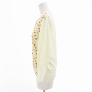 LANVIN コレクション Collection アンサンブルニット カーディガン 半袖ニット ドット柄 切替 38 40 白 ホワイト