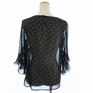 ANAYI 美品 ブラウス シャツ 七分袖 シアー ドット 紺 ネイビー 38