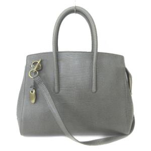 ショルダーバッグ ハンドバッグ 2WAY クロコダイル型押し グレー