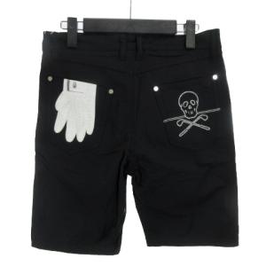 ショートパンツ ショーツ ゴルフウエア スカル グローブ 黒 ブラック S