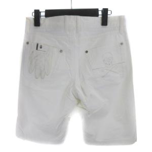 ショートパンツ ショーツ ゴルフウエア スカル グローブ 白 ホワイト S