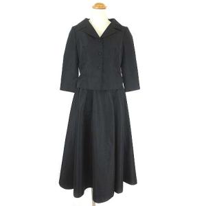 セットアップ スカート スーツ ロング丈 フレア 7分袖 ブラック M