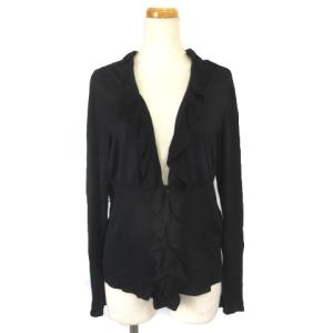 BOUTIQUES フリルカーディガン ブラック