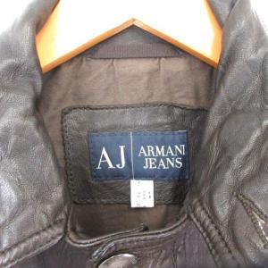 ARMANI JEANS レザージャケット 4P シングル ブラウン 46 茶