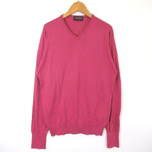 ニット セーター Vネック プルオーバー コットン ピンク S