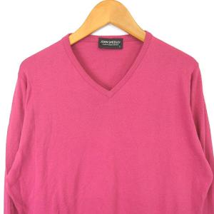 JOHN SMEDLEY ニット セーター Vネック プルオーバー コットン ピンク S