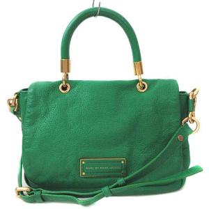 2WAY ショルダーバッグ ハンドバッグ カウレザー グリーン ゴールド