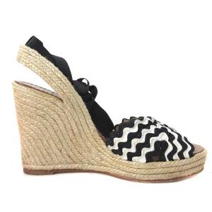 kate spade new york サンダル ジュート ウエッジ レースアップ 4 黒 白 ベージュ