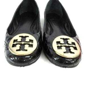 TORY BURCH パンプス バレエシューズ キルティング エナメル 黒 ブラック 7