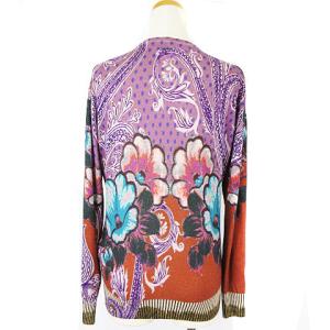 ETRO ニット シルク カシミヤ 花柄 クルーネック 紫 44