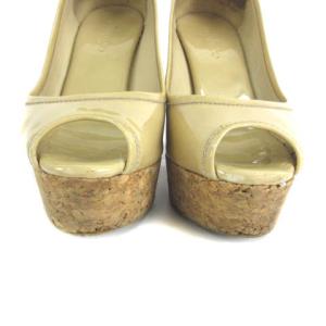 JIMMY CHOO コルクエナメルオープントゥパンプス 35.5 ベージュ