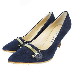 PELLICO パンプス ヌバック レザー ビット ポインテッドトゥ ネイビー 35