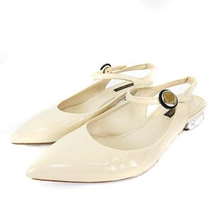 LOUIS VUITTON LVロゴバックストラップパンプス ベージュ