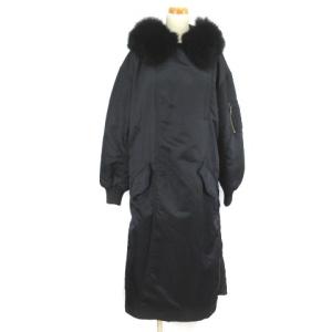 18AW MA-1風 ミリタリー コート 中綿 フォックスファー 2WAY ネイビー 紺 38