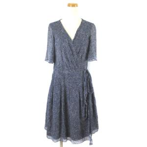 ひざ丈シルクラップワンピース 4 ネイビー