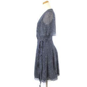 DIANE von FURSTENBERG ひざ丈シルクラップワンピース 4 ネイビー