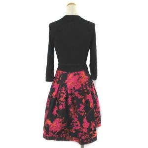 DIANE von FURSTENBERG ラップワンピース ひざ丈 花柄 シルク混 長袖 ドッキング ブラック ピンク 0
