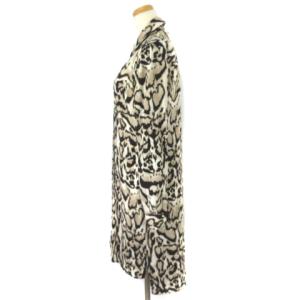 DIANE von FURSTENBERG シャツワンピース ひざ丈 シルク レオパード 長袖 ロールアップ 0 ブラウン