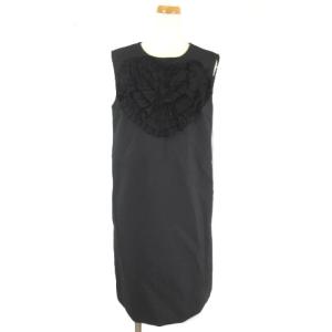 Madison avenue collection ワンピース ひざ丈 ノースリーブ フリル ハート 黒 ブラック 4