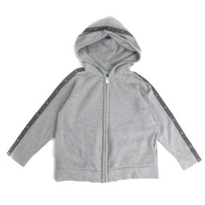 19AW ニット パーカー フーディ ジップアップ スリーブロゴ コットン カシミヤ グレー 
 キッズ