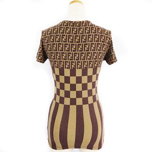 FENDI mare ヴィンテージ カットソー ズッカ柄 ストレッチ 半袖 茶 42 