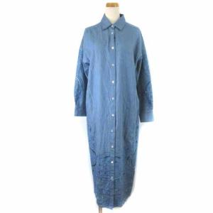 17SS シャツ ワンピース ロング カットワーク エンブロイダリー ブルー 34