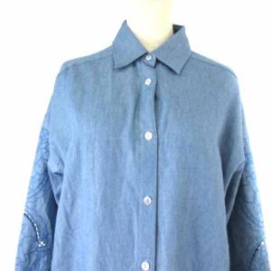 GRACE CONTINENTAL 17SS シャツ ワンピース ロング カットワーク エンブロイダリー ブルー 34