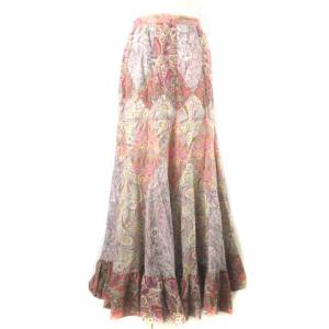 裾フリルペイズリー柄ロングスカート 36 ピンク
