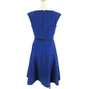 TOCCA 15SS ワンピース ひざ丈 ノースリーブ レース グログラン リボン 青 ブルー 2