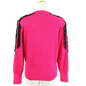 YVES SAINT LAURENT ヴィンテージ ニット セーター 長袖 スパンコール ウール ピンク M