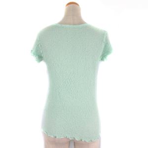 me ISSEY MIYAKE カットソー フレンチスリーブ プリント くしゅくしゅ ストレッチ 伸縮 ミントグリーン