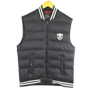 ダウンベスト ナイロン パフォーマンス ジップアップ ワッペン 黒M